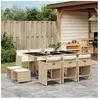 vidaXL Ensemble à manger de jardin et coussins 11 pcs beige poly rotin