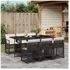 vidaXL Ensemble à manger de jardin coussins 7 pcs noir résine tressée