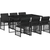 vidaXL Ensemble à manger de jardin coussins 7 pcs noir résine tressée