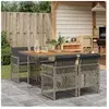 vidaXL Ensemble à manger de jardin 5 pcs coussins gris résine tressée