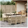 vidaXL Ensemble à manger de jardin et coussins 7 pcs beige poly rotin