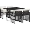vidaXL Ensemble à manger de jardin coussins 5pcs noir résine tressée