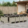vidaXL Ensemble à manger de jardin et coussins 13 pcs gris clair rotin