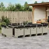 vidaXL Ensemble à manger de jardin et coussins 15 pcs gris clair rotin