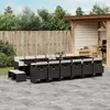 vidaXL Ensemble à manger de jardin 17 pcs coussins noir résine tressée