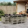 vidaXL Ensemble à manger de jardin 11pcs avec coussins gris poly rotin