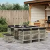 vidaXL Ensemble à manger de jardin 11pcs avec coussins gris poly rotin