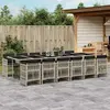 vidaXL Ensemble à manger de jardin et coussins 13 pcs gris clair rotin