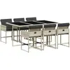 vidaXL Ensemble à manger de jardin et coussins 7 pcs gris clair rotin