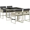 vidaXL Ensemble à manger de jardin et coussins 5 pcs gris clair rotin