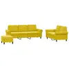 vidaXL Ensemble de canapés 3 pcs avec coussins Jaune Velours