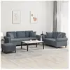 vidaXL Ensemble de canapés 3 pcs avec coussins gris foncé velours