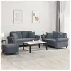 vidaXL Ensemble de canapés 3 pcs avec coussins gris foncé velours