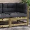 vidaXL Canapé d'angle de jardin avec coussins bois de pin imprégné