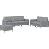 vidaXL Ensemble de canapés 3 pcs avec coussins Gris clair Tissu