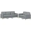 vidaXL Ensemble de canapés 2 pcs avec coussins Gris clair Tissu