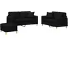 vidaXL Ensemble de canapés 3 pcs avec coussins noir tissu