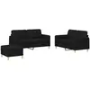 vidaXL Ensemble de canapés 3 pcs avec coussins Noir Tissu