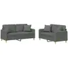 vidaXL Ensemble de canapés 2 pcs coussins gris foncé tissu