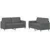 vidaXL Ensemble de canapés 2 pcs avec coussins Gris foncé Tissu