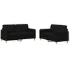 vidaXL Ensemble de canapés 2 pcs avec coussins Noir Tissu