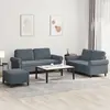vidaXL Ensemble de canapés 3 pcs avec coussins Gris foncé Velours