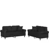 vidaXL Ensemble de canapés 2 pcs avec coussins noir similicuir
