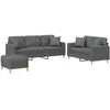 vidaXL Ensemble de canapés 3 pcs coussins gris foncé tissu