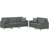 vidaXL Ensemble de canapés 2 pcs coussins gris foncé tissu