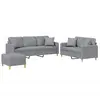 vidaXL Ensemble de canapés 3 pcs coussins gris clair tissu