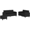 vidaXL Vidaxl Ensemble De Canapés 3 Pcs Avec Coussins Noir Similicuir