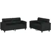 vidaXL Ensemble de canapés 2 pcs avec coussins Noir Similicuir