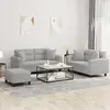 VIDAXL Ensemble de Canapés avec Coussins 3 pcs, Canapés avec Accoudoirs et Dossier, Ensemble de Meubles avec Repose-pied Salon, Moderne, Gris Clair Tissu
