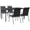 vidaXL Ensemble à manger de jardin 5 pcs noir textilène et acier