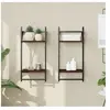 vidaXL Étagères murales à 2 niveaux avec barres 2 pcs chêne marron