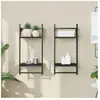 vidaXL Étagères murales à 2 niveaux avec barres 2 pcs noir 30x25x65 cm