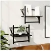 vidaXL Étagères murales avec barres 2 pcs noir 30x25x30 cm