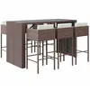 vidaXL Ensemble de bar de jardin avec coussins 7 pcs marron poly rotin
