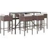 vidaXL Ensemble de bar de jardin avec coussins 7 pcs marron poly rotin