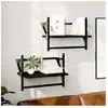 vidaXL Étagères murales avec barres 2 pcs noir 40x25x30 cm