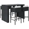 vidaXL Ensemble de bar de jardin 5 pcs avec coussins noir poly rotin