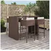 vidaXL Ensemble de bar de jardin avec coussins 5 pcs marron poly rotin