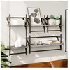 vidaXL Ensemble d'étagères murales avec barres 4 pcs sonoma gris