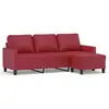 vidaXL Canapé à 3 places repose-pieds Rouge bordeaux 180 cm Similicuir
