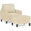 vidaXL Fauteuil avec repose-pied Crème 60 cm Tissu