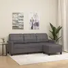 Vidaxl - Canapé à 3 places avec repose-pieds Gris 180 cm Similicuir