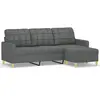 vidaXL Canapé à 3 places avec repose-pieds Gris foncé 180 cm Tissu