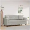 vidaXL Canapé 2 places avec oreillers gris clair 140 cm