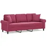 vidaXL Canapé 3 places avec oreillers bordeaux 180 cm velours