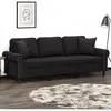 vidaXL Canapé 3 places avec oreillers décoratifs noir 180 cm velours